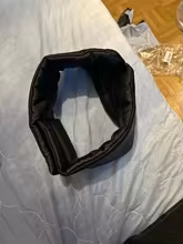 Woman wearing a silk sleeping mask